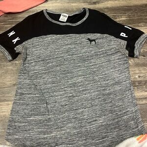 Pink, Victorias Secret size large grey black and white tee shirt